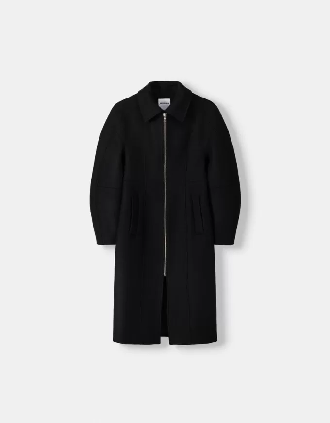 Long Manteco wool coat with puff sleeves Long Manteco wool coat with puff sleeves