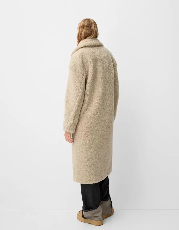 Long faux shearling coat