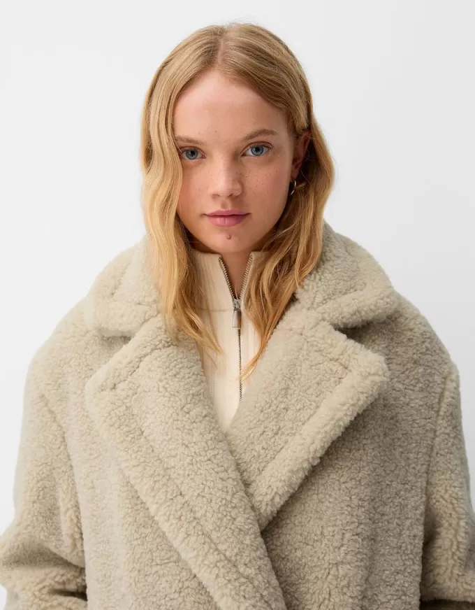 Long faux shearling coat