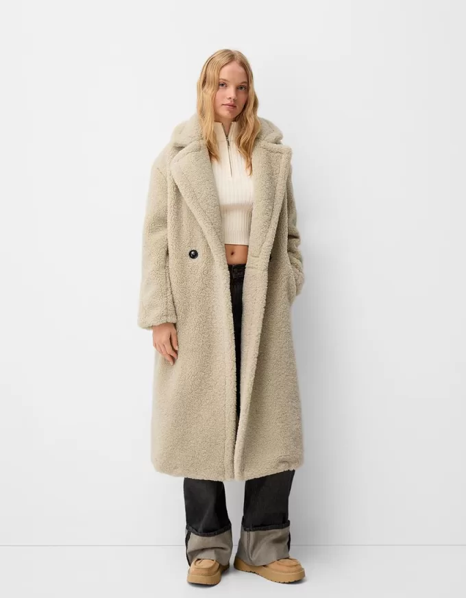 Long faux shearling coat