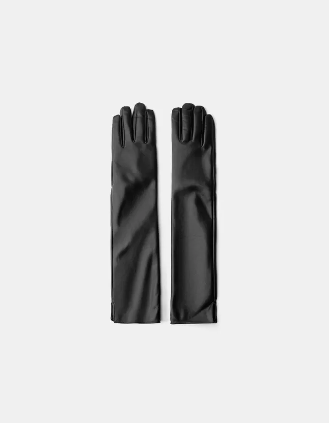 Long leather effect gloves Long leather effect gloves