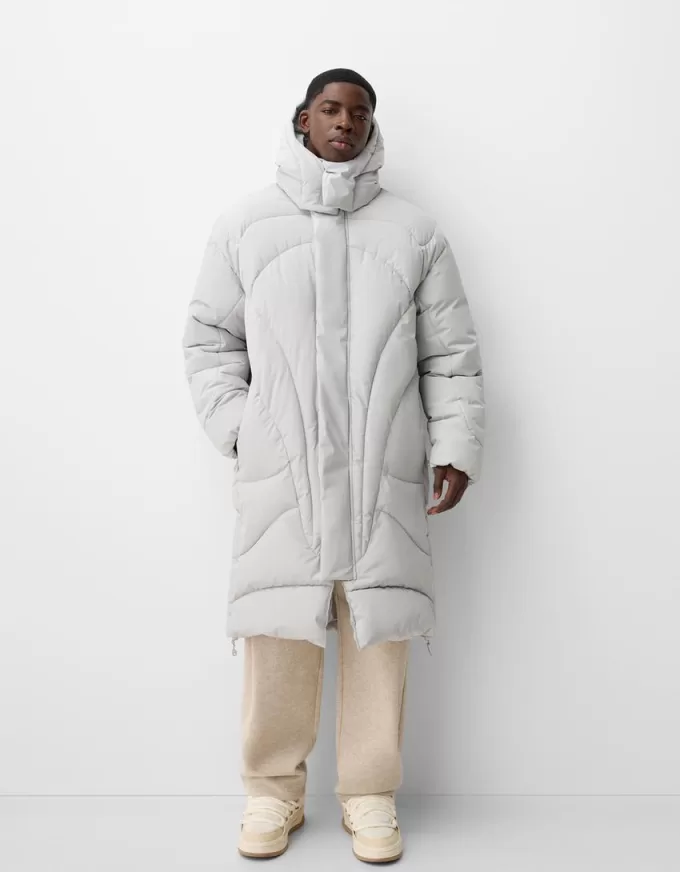 Long puffer coat with hood Long puffer coat with hood