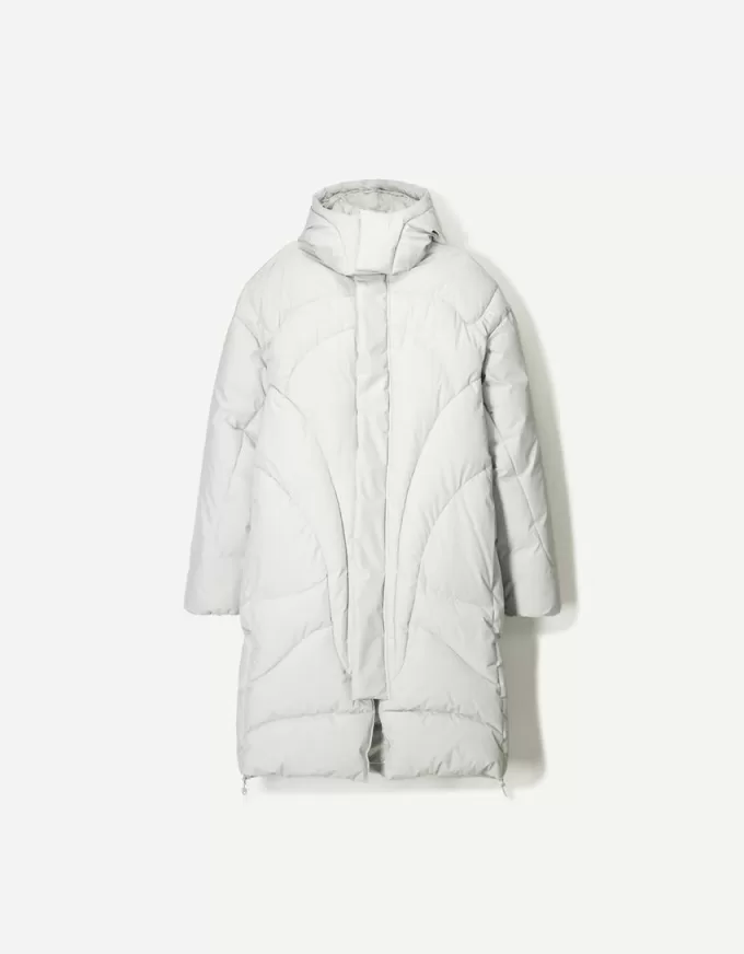 Long puffer coat with hood Long puffer coat with hood