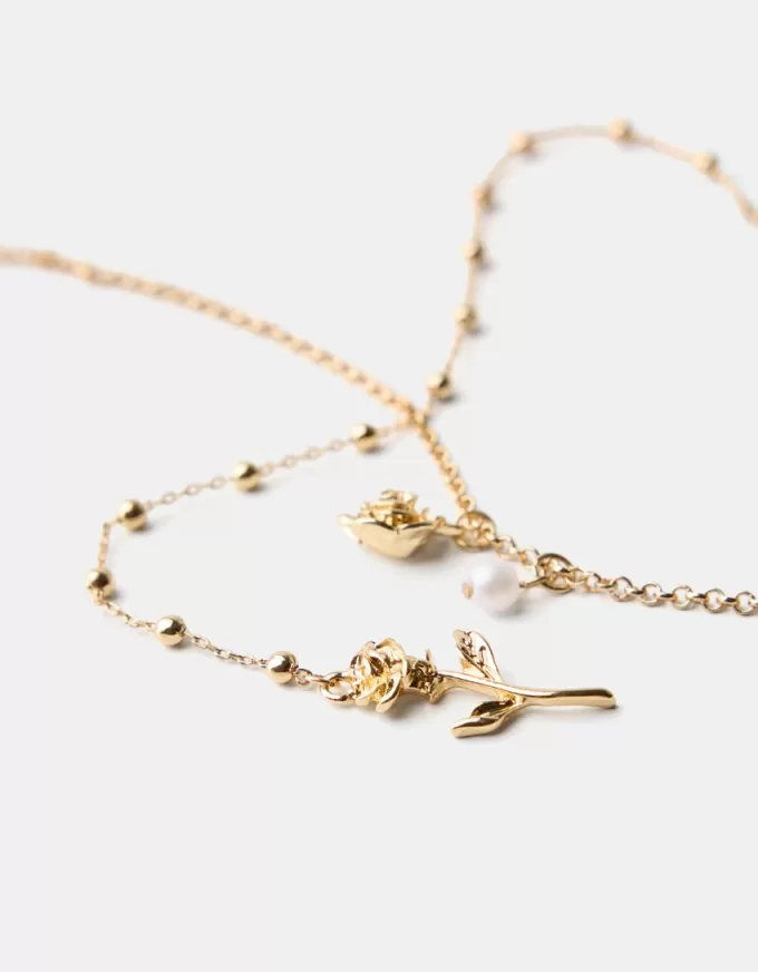 Long rose necklace