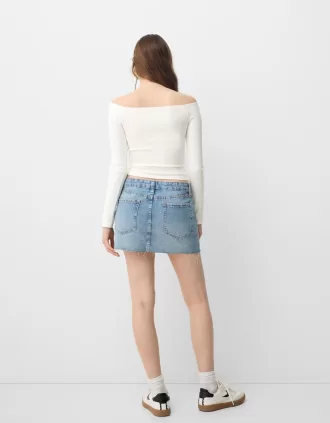 Long sleeve Bardot neckline T-shirt