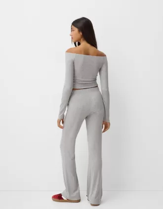 Long sleeve Bardot neckline T-shirt