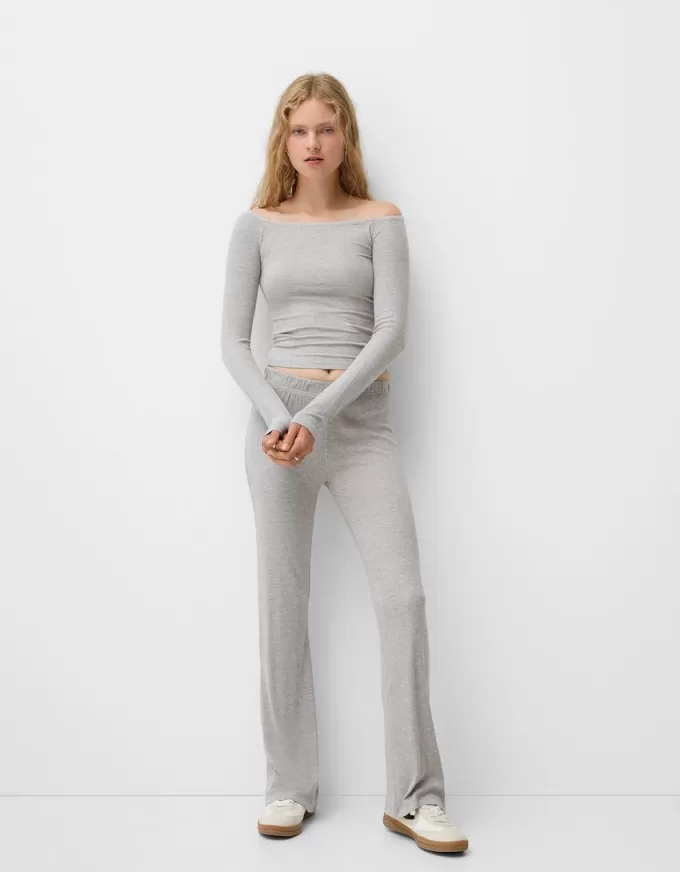 Long sleeve Bardot neckline T-shirt Long sleeve Bardot neckline T-shirt