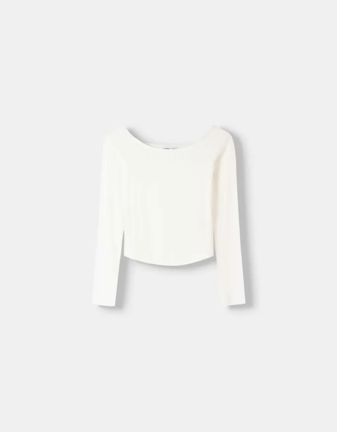 Long sleeve Bardot neckline T-shirt Long sleeve Bardot neckline T-shirt