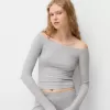 Long sleeve Bardot neckline T-shirt Long sleeve Bardot neckline T-shirt