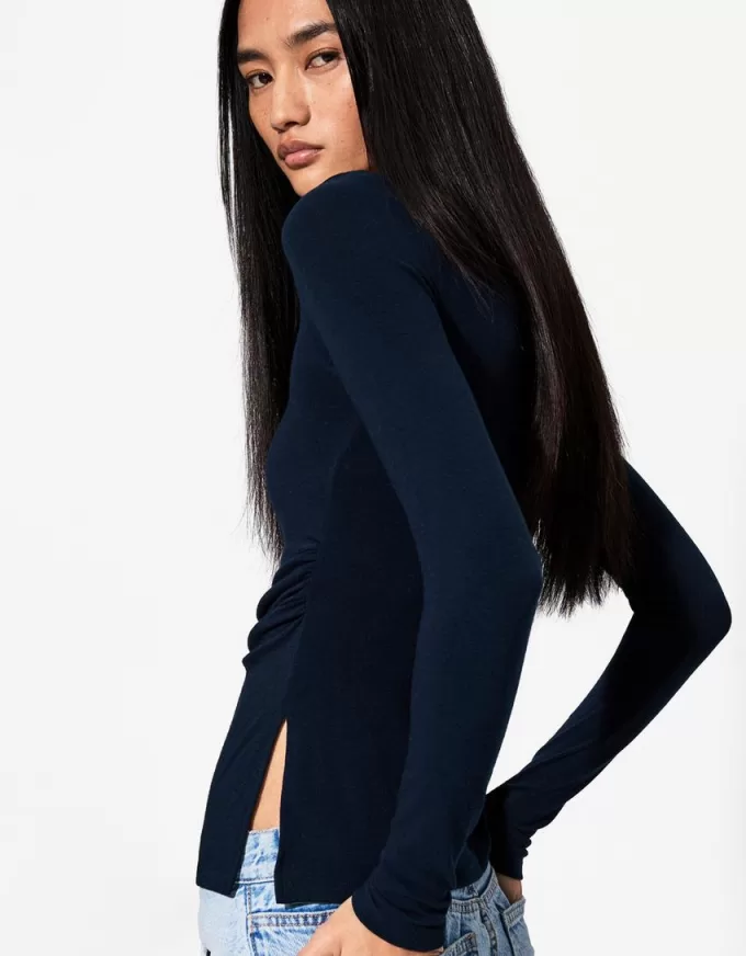 Long sleeve T-shirt with gathered detail Long sleeve T-shirt with gathered detail