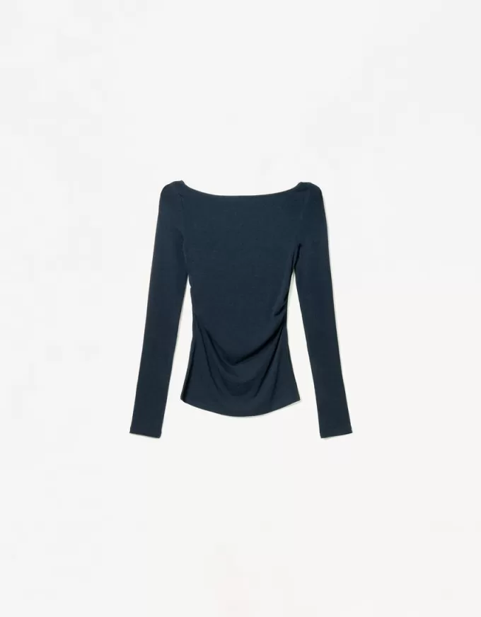 Long sleeve T-shirt with gathered detail Long sleeve T-shirt with gathered detail