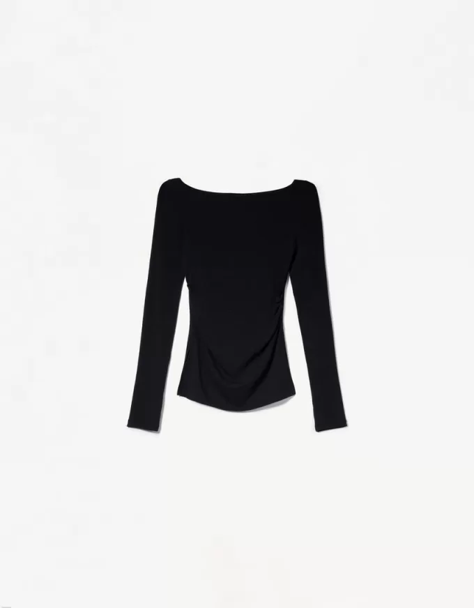 Long sleeve T-shirt with gathered detail Long sleeve T-shirt with gathered detail