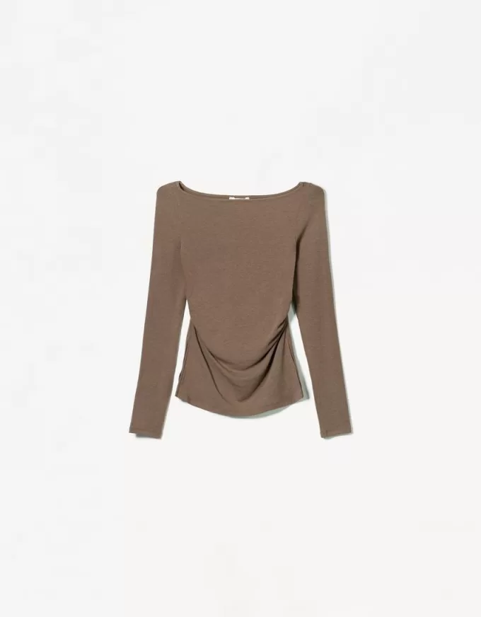 Long sleeve T-shirt with gathered detail Long sleeve T-shirt with gathered detail