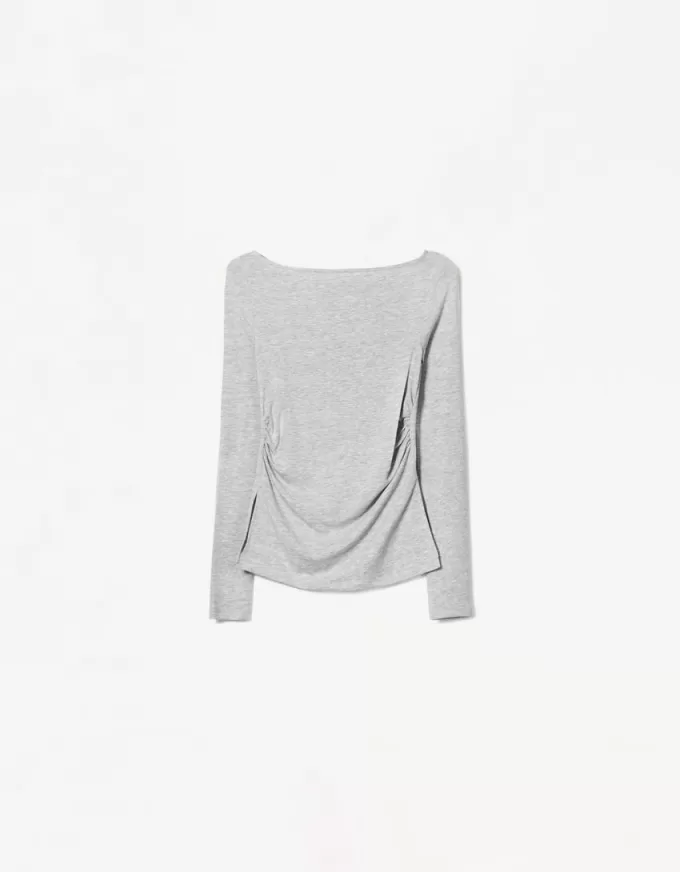Long sleeve T-shirt with gathered detail Long sleeve T-shirt with gathered detail