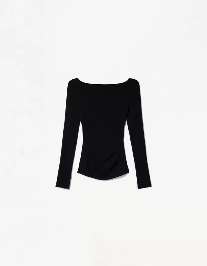 Long sleeve T-shirt with gathered detail Long sleeve T-shirt with gathered detail