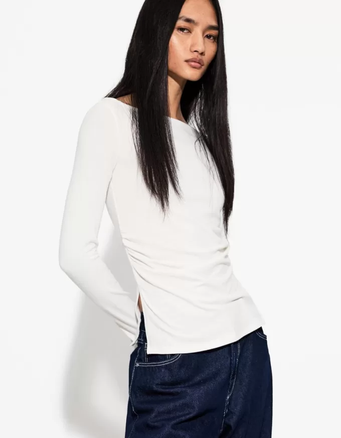 Long sleeve T-shirt with gathered detail Long sleeve T-shirt with gathered detail