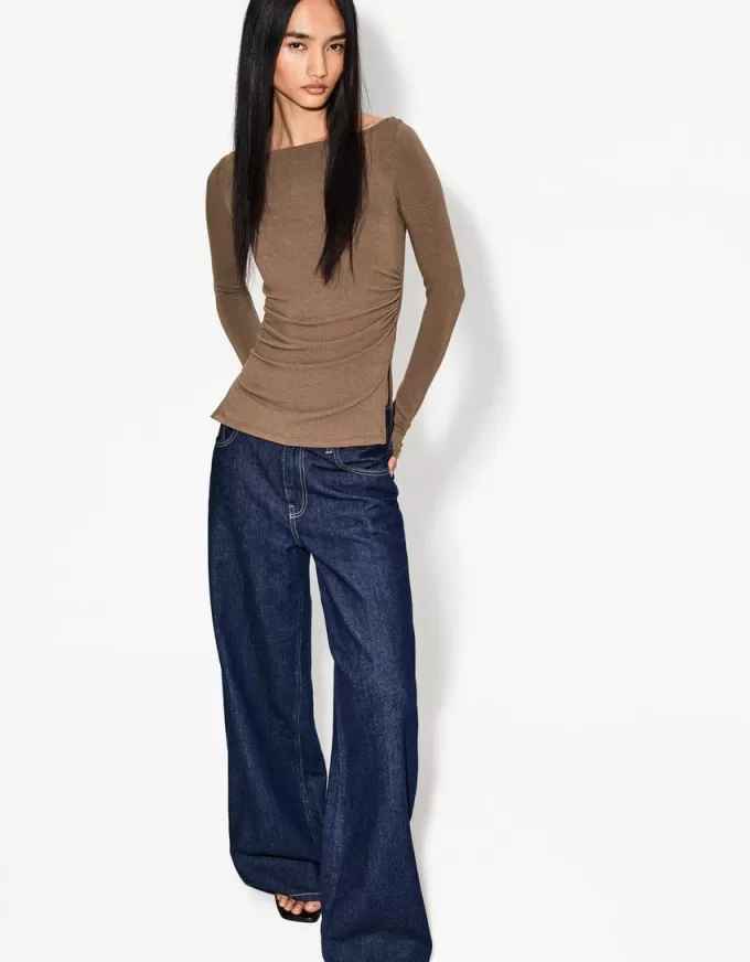 Long sleeve T-shirt with gathered detail Long sleeve T-shirt with gathered detail