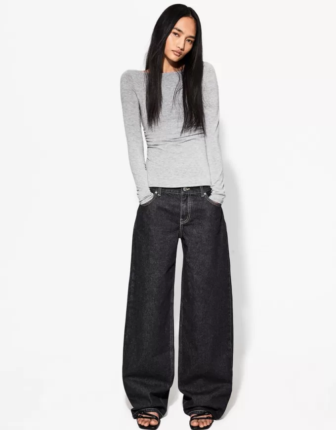 Long sleeve T-shirt with gathered detail Long sleeve T-shirt with gathered detail