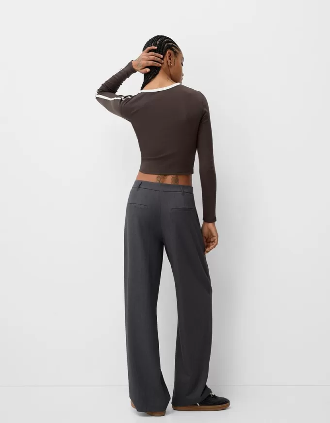 Long sleeve T-shirt with print and trim Long sleeve T-shirt with print and trim