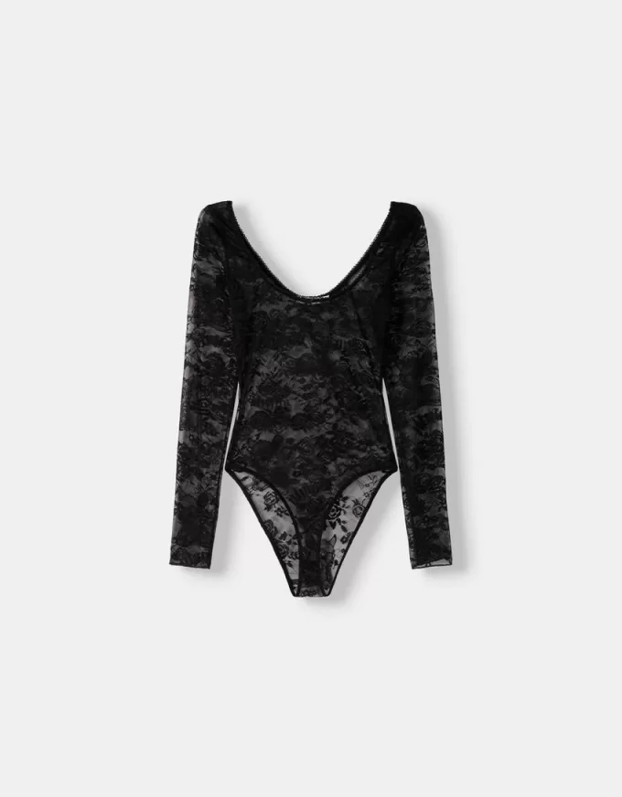 Long sleeve black lace Disney Bambi bodysuit Long sleeve black lace Disney Bambi bodysuit