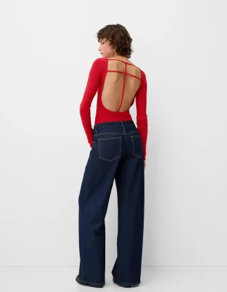 Long sleeve bodysuit with open back