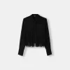 Long sleeve chiffon shirt with fringing Long sleeve chiffon shirt with fringing