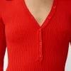Long sleeve cut-out polo collar bodysuit Long sleeve cut-out polo collar bodysuit