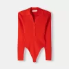 Long sleeve cut-out polo collar bodysuit Long sleeve cut-out polo collar bodysuit