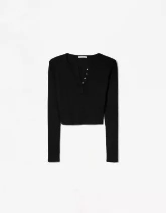 Long sleeve henley T-shirt