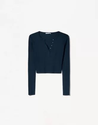 Long sleeve henley T-shirt