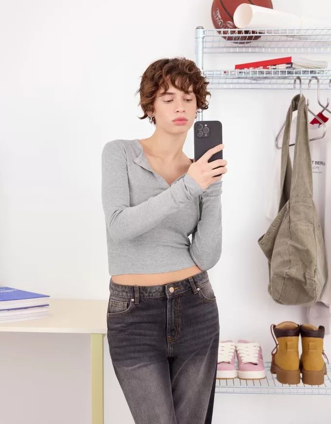 Long sleeve henley T-shirt Long sleeve henley T-shirt