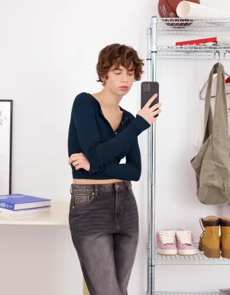 Long sleeve henley T-shirt