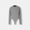 Long sleeve metallic thread bodysuit