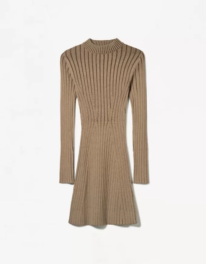 Long sleeve mini ribbed dress