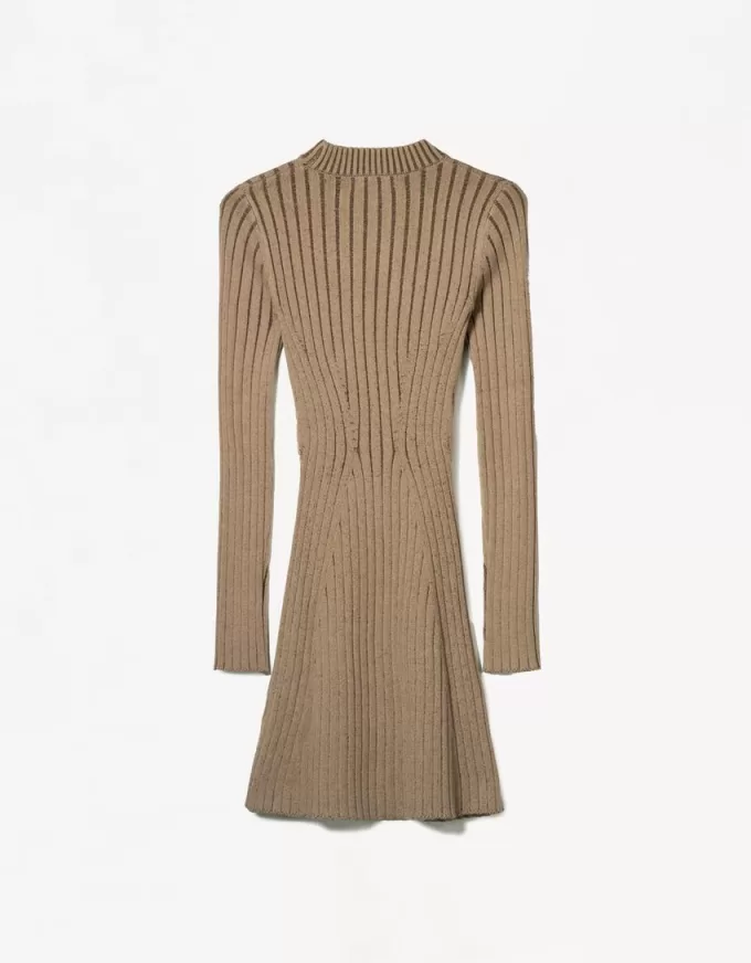 Long sleeve mini ribbed dress