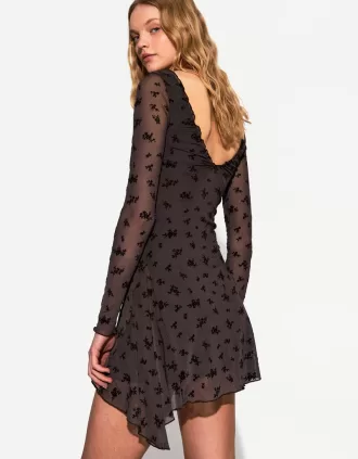 Long sleeve printed mini dress