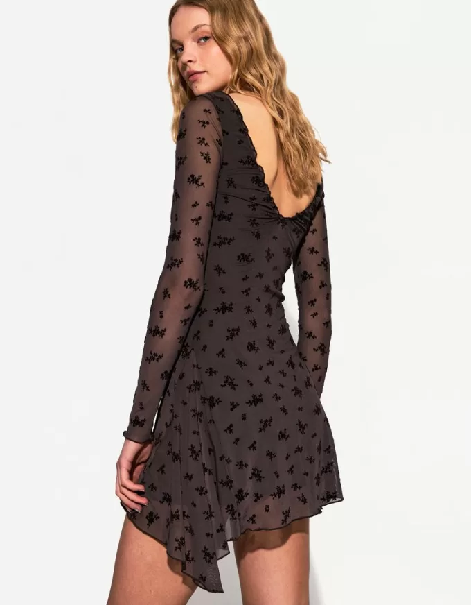 Long sleeve printed mini dress
