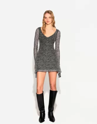 Long sleeve printed mini dress