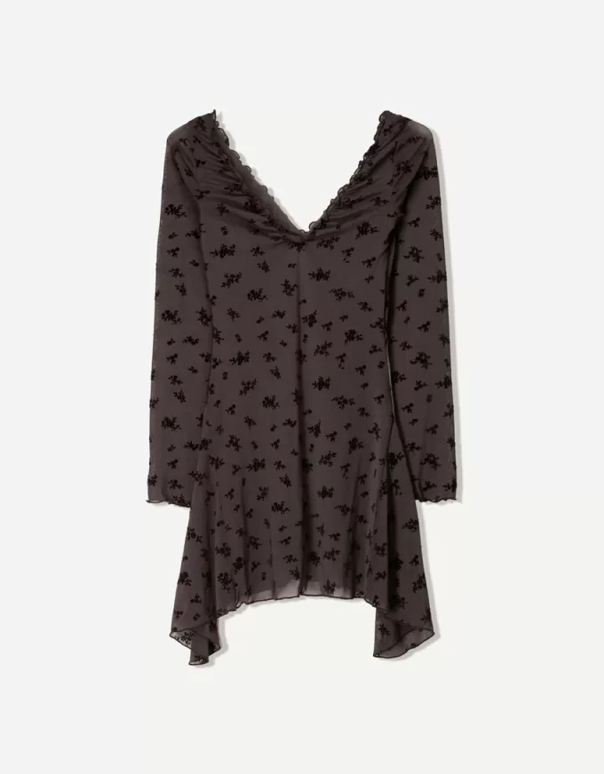 Long sleeve printed mini dress