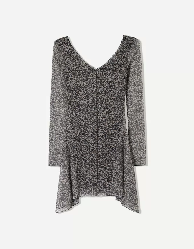 Long sleeve printed mini dress