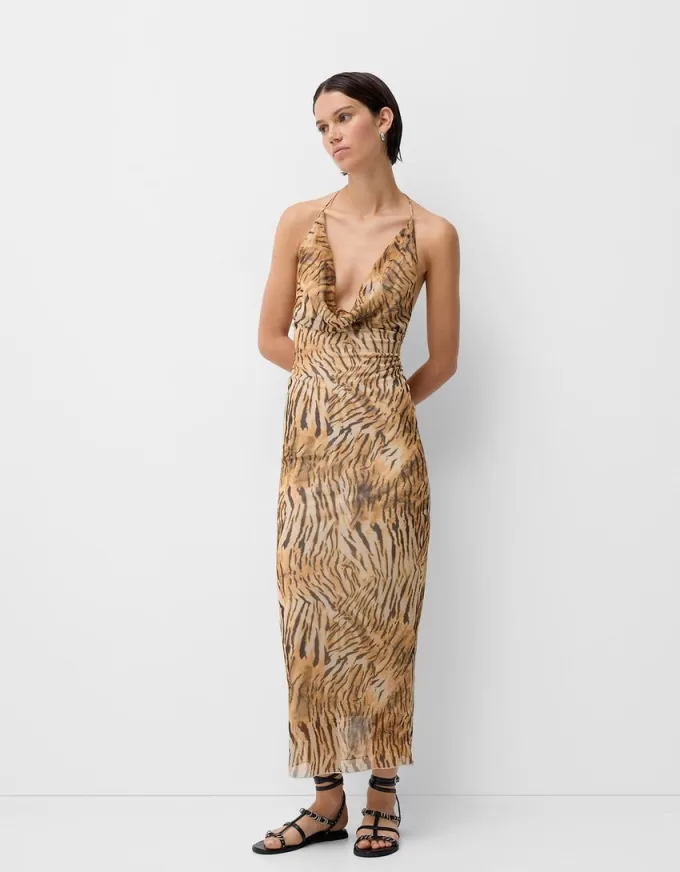 Long strappy tulle dress