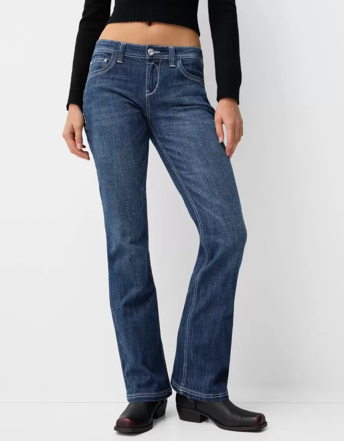Low-rise boot-cut jeans with embroidery Low-rise boot-cut jeans with embroidery