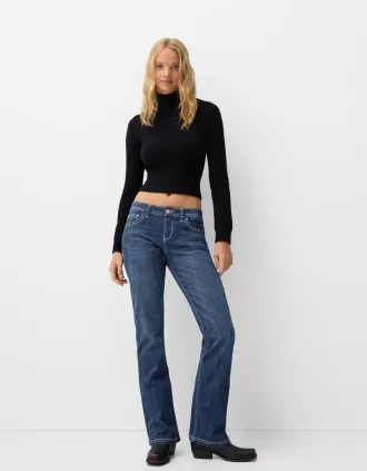 Low-rise boot-cut jeans with embroidery