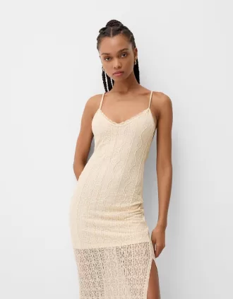 Maxi dress with blonde lace