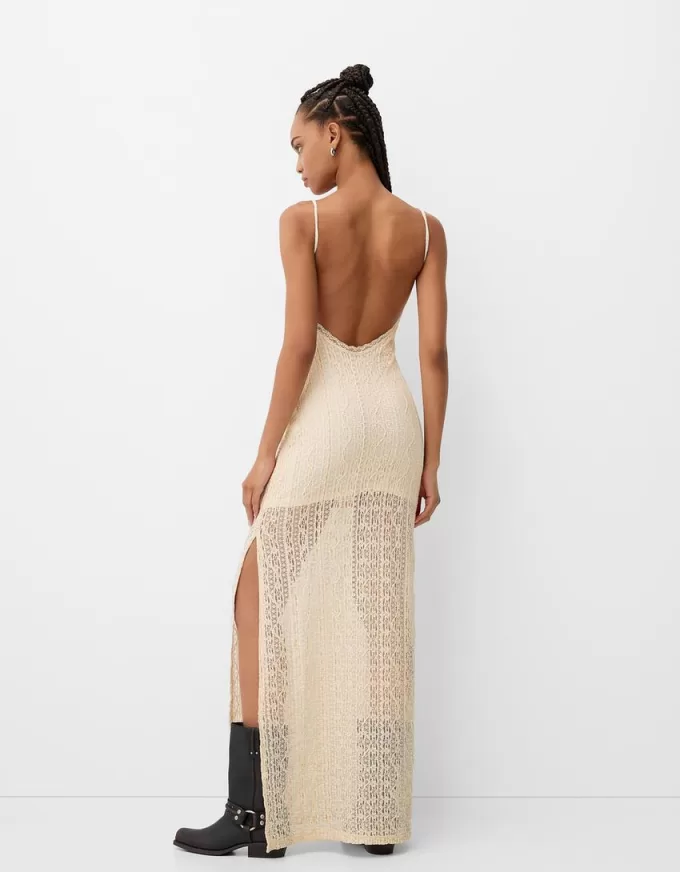 Maxi dress with blonde lace