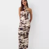 Maxi dress with crossover neckline