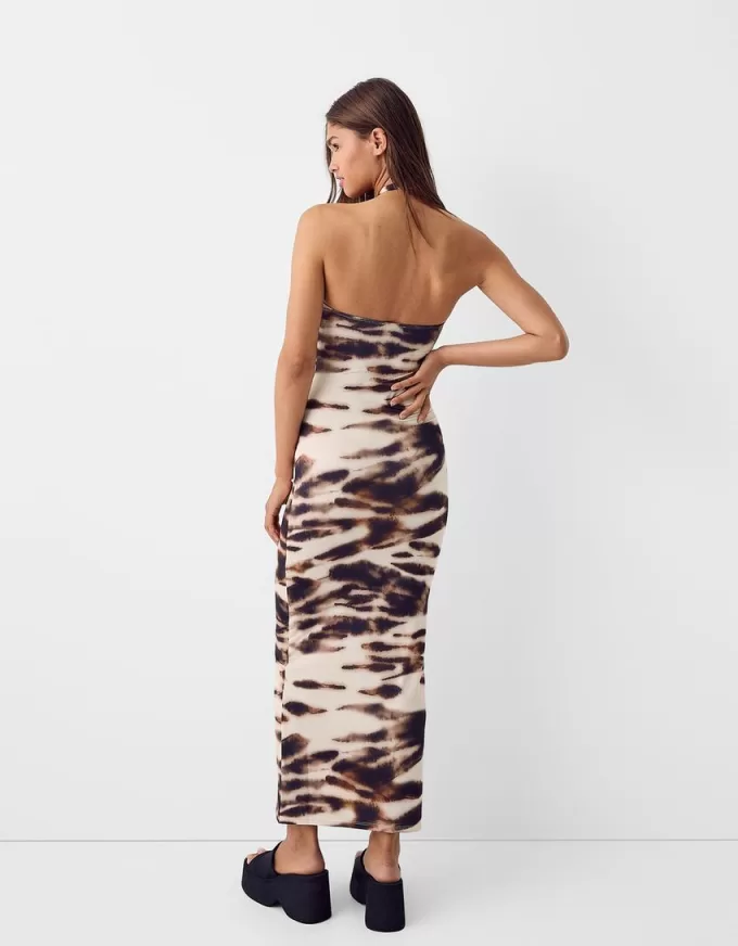 Maxi dress with crossover neckline