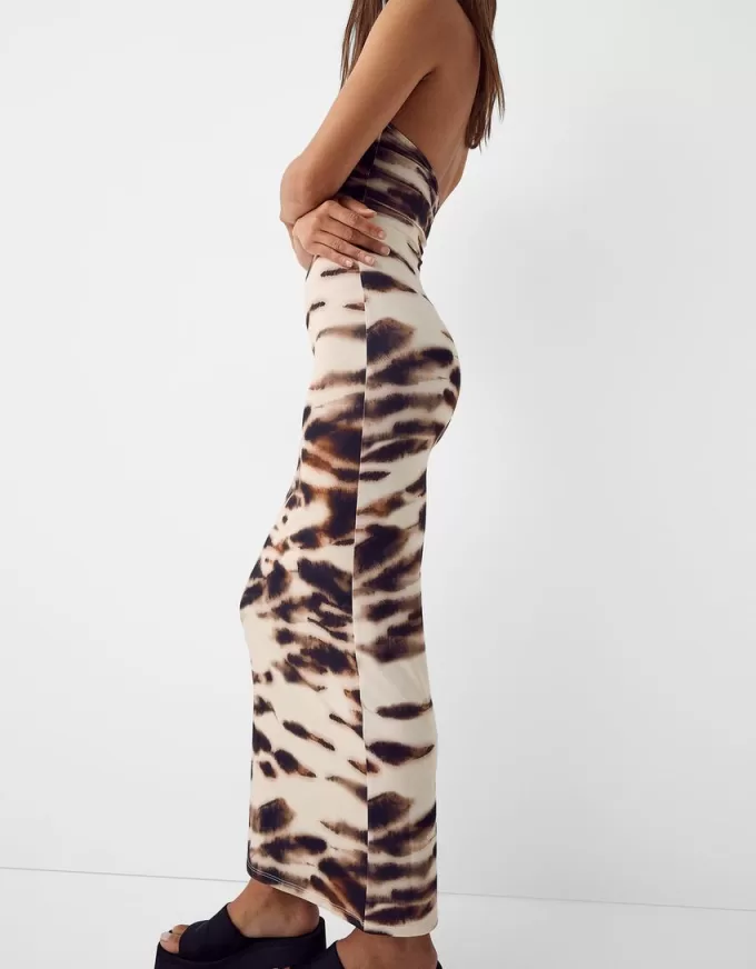 Maxi dress with crossover neckline