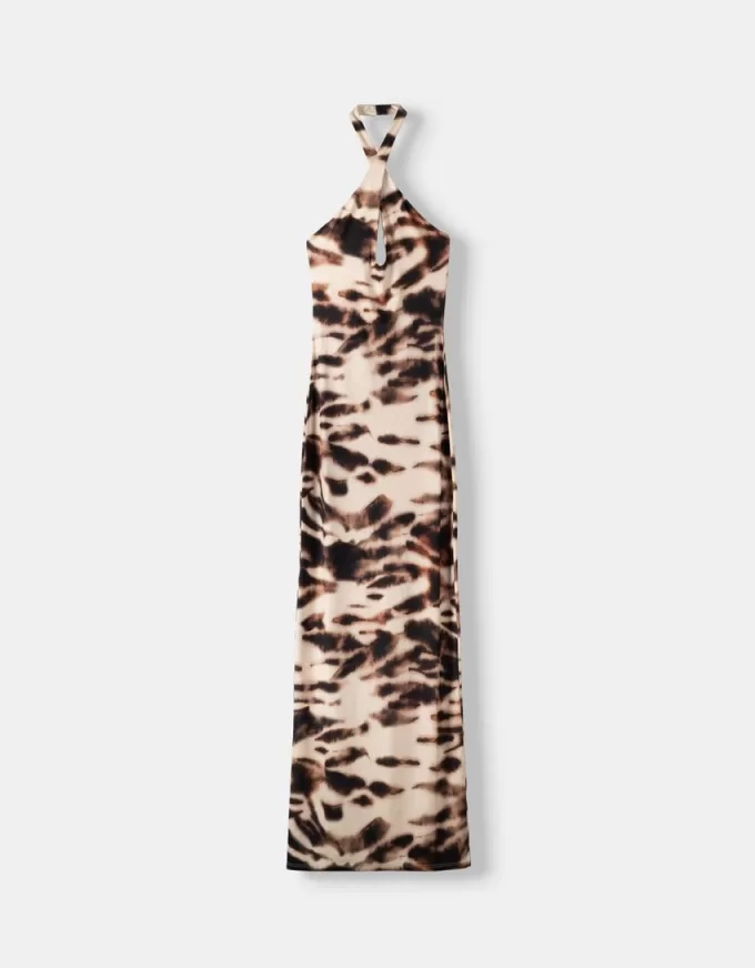 Maxi dress with crossover neckline