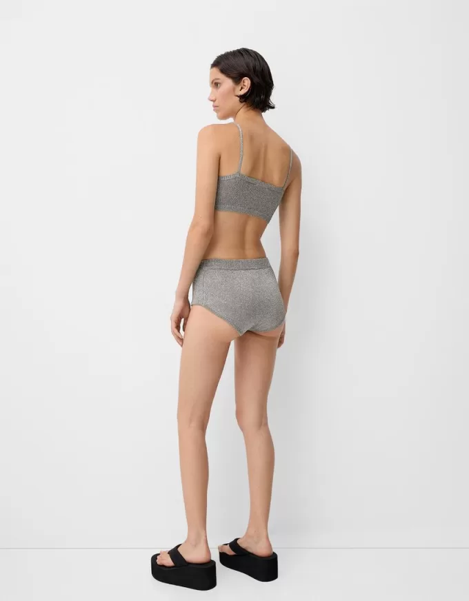 Metallic knit mini shorts Metallic knit mini shorts